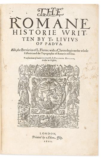 Livius, Titus. translated by Philemon Holland (1552-1637) The Romane Historie.                                                                   